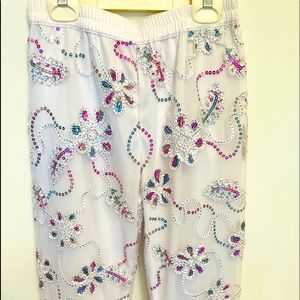 White Sequin Pants by MYKRAFT  Size Small EUC